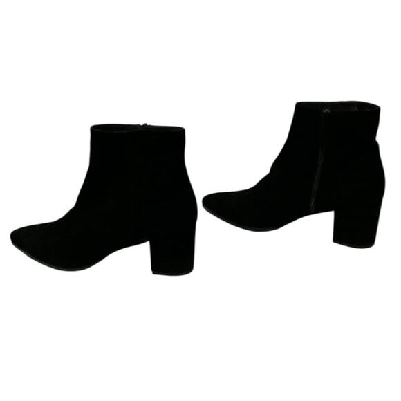 Stuart Weitzman Notazzie Black Suede Ankle Boots Size 9.5 Block Heel Booties - Picture 5 of 9